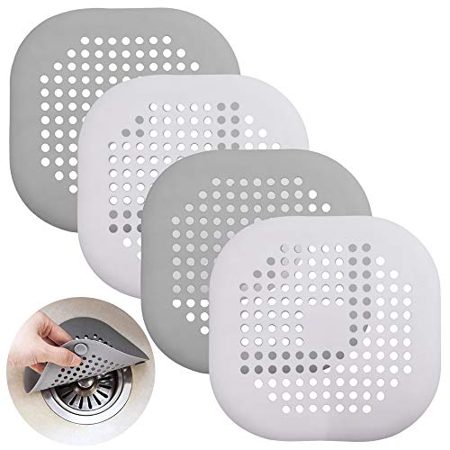 4 piezas Silicona Protector de drenaje con lechón Senhai Colador fregadero Ducha pelo colector Bañera Cubierta de drenaje para cocina Baño- Gris blanco 4 piezas Silicona Protector de drenaje con lechón Senhai Colador fregadero Ducha pelo colector Bañera Cubierta de drenaje para cocina Baño- Gris blanco
