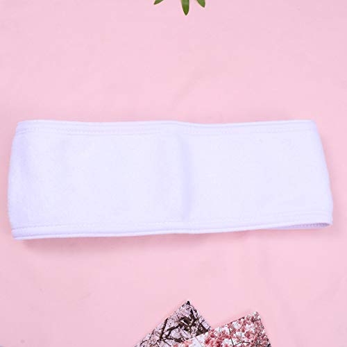 4 UNIDS Mujeres Spa Facial Diadema Maquillaje Wrap Head Estiramiento Bandeau con cinta mágica para el baño de deporte (Blanco)