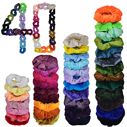 40 Colores Scrunchie, Goma de Pelo Lazo para scrunchies terciopelo de Velvet Elástico Hair Scrunchies, Stretchy Multicolor, Scrunchies Velvet Elástico Bandas Para Mujeres Niñas Accesorios JAANY