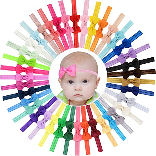 40 diademas elásticas para el pelo con lazo de grogrén, de 7 cm, para bebés y niñas recién nacidas 40 diademas elásticas para el pelo con lazo de grogrén, de 7 cm, para bebés y niñas recién nacidas