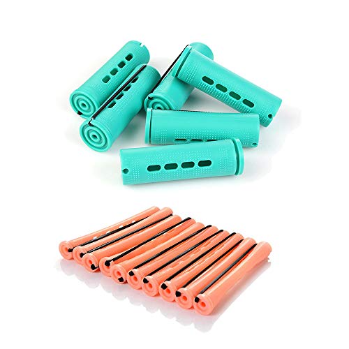 40 piezas de rulos con agarre automático y rulos con tapa Bangs Rollers para el cabello Set Perm Rods para niñas y mujeres Hair Salon DIY Uso en el hogar (Naranja-2.2cm)