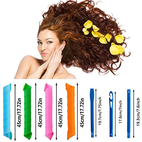 40 Piezas Rizadores de pelo de 30 cm Rizos en espiral, kit de peinado Rulos mágicos para el cabello, rizadores de pelo sin ondas calor Kit de peinado Rizadores de pelo en espiral con ganchos peinado