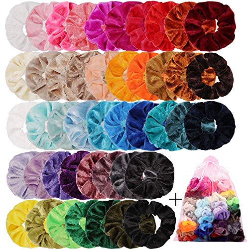 45 Colores Velvet Elástico Hair Scrunchies, Lazos Elásticos De Banda Pelo Stretchy Multicolor De Terciopelo Accesorios Para El Cabello Ponytail Titular Para Mujeres Niñas Accesorios