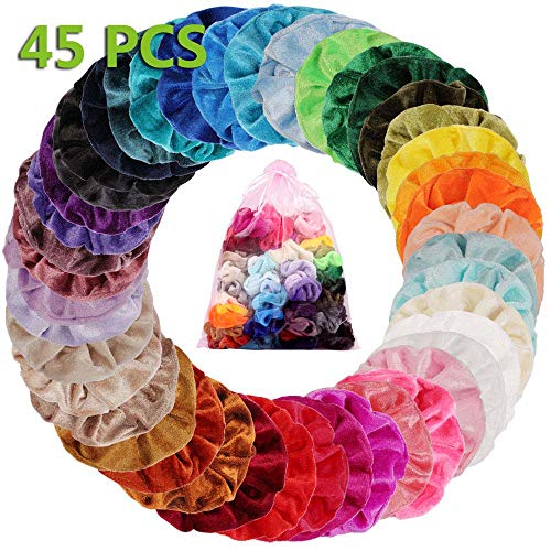 45 Colores Velvet Elástico Hair Scrunchies, Lazos Elásticos De Banda Pelo Stretchy Multicolor De Terciopelo Accesorios Para El Cabello Ponytail Titular Para Mujeres Niñas Accesorios