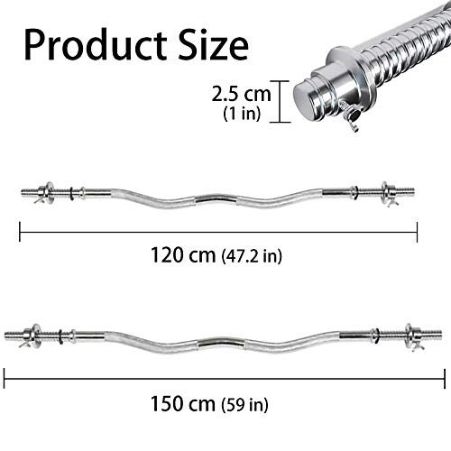 47"/59" EZ Curl Bar,Curl Barra,Barra Olímpica,Cromo Macizo Barra de Levantamiento de Pesas Estándar,Levantamiento Pesas Deportes Peso Ejercicio Barra Olímpica Barra Curl Biceps(Size:120cm)