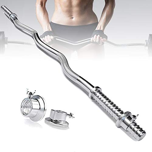 47"/59" EZ Curl Bar,Curl Barra,Barra Olímpica,Cromo Macizo Barra de Levantamiento de Pesas Estándar,Levantamiento Pesas Deportes Peso Ejercicio Barra Olímpica Barra Curl Biceps(Size:120cm)