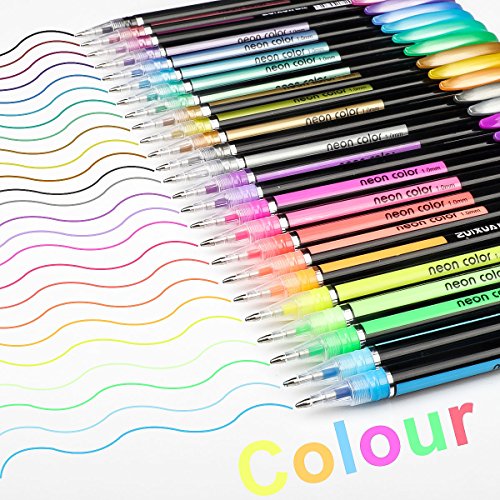 48 Colores Bolígrafos de Gel para colorear adultos - Incluye purpurina, metálico, neón y clásicos - Para scrapbooking, colorear, dibujar y artesanal by Mutsitaz 48 Colores Bolígrafos de Gel para colorear adultos - Incluye purpurina, metálico, neón y clásicos - Para scrapbooking, colorear, dibujar y artesanal by Mutsitaz