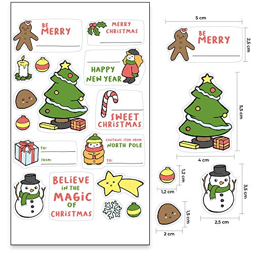 48 Etiquetas adhesivas Navidad. Pegatinas para adornar y personalizar regalos. (Christmas)