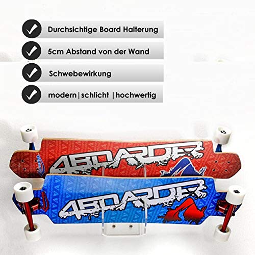 4boarder® Double sujetador fijación soporte de pared para 2 tablas de wakeboard, snowboard, kiteboard, longboard, skateboard, wakeskate, skimboard