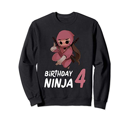 4º Cumpleaños Ninja Fiesta de los 4 años Chica Arte marcial Sudadera 4º Cumpleaños Ninja Fiesta de los 4 años Chica Arte marcial Sudadera