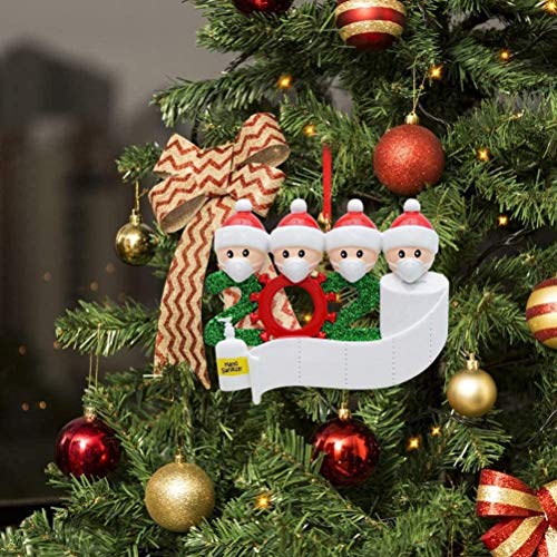 4PCS Family Christmas Tree Adornos 2020 Decoraciones navideñas personalizadas, DIY Nombre personalizado 2020 Souvenir para la víspera de Navidad Regalo familiar de Navidad - Familia de 4