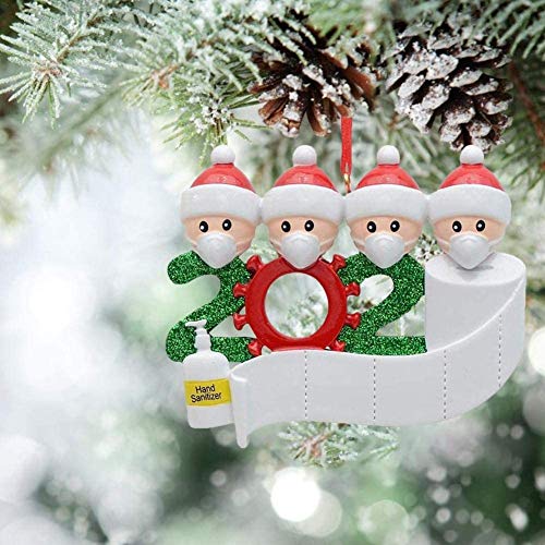 4PCS Family Christmas Tree Adornos 2020 Decoraciones navideñas personalizadas, DIY Nombre personalizado 2020 Souvenir para la víspera de Navidad Regalo familiar de Navidad - Familia de 4