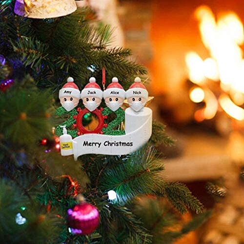 4PCS Family Christmas Tree Adornos 2020 Decoraciones navideñas personalizadas, DIY Nombre personalizado 2020 Souvenir para la víspera de Navidad Regalo familiar de Navidad - Familia de 4