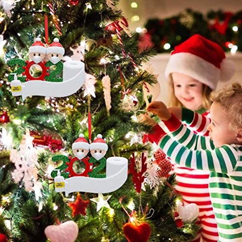 4PCS Family Christmas Tree Adornos 2020 Decoraciones navideñas personalizadas, DIY Nombre personalizado 2020 Souvenir para la víspera de Navidad Regalo familiar de Navidad - Familia de 4