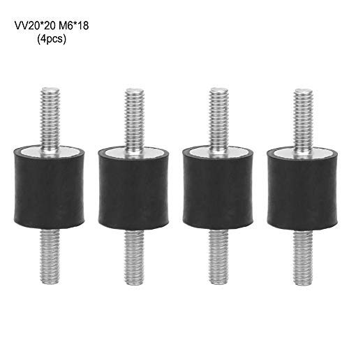 4pcs M6 Soportes Aislantes de Goma Antivibración Con 2 Pernos Roscados Amortiguador Doble Extremos Tornillo Soportes de Amortiguación de Vibraciones Silent Block Damper(VV20*20 M6*18)