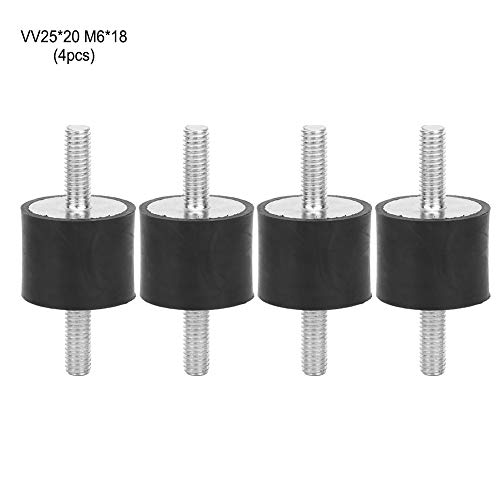 4pcs M6 Soportes Aislantes de Goma Antivibración Con 2 Pernos Roscados Amortiguador Doble Extremos Tornillo Soportes de Amortiguación de Vibraciones Silent Block Damper(VV25*20 M6*18)