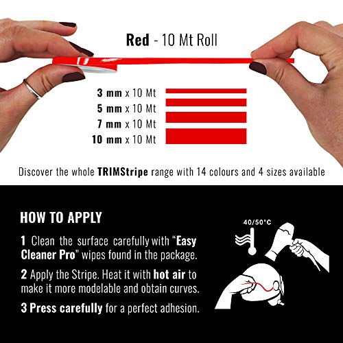 4R Quattroerre.it 10467 10467-Tiras Adhesivas para Coches (5 mm x 10 m), Color Rojo, Rosso