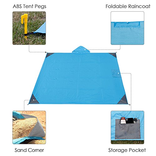 4UMOR Manta de Acampada Jardín Estera de Picnic Alfombra de Playa Tienda de Campaña Impermeable Prevención de Arena 140cm*200cm, Azul 4UMOR Manta de Acampada Jardín Estera de Picnic Alfombra de Playa Tienda de Campaña Impermeable Prevención de Arena 140cm*200cm, Azul