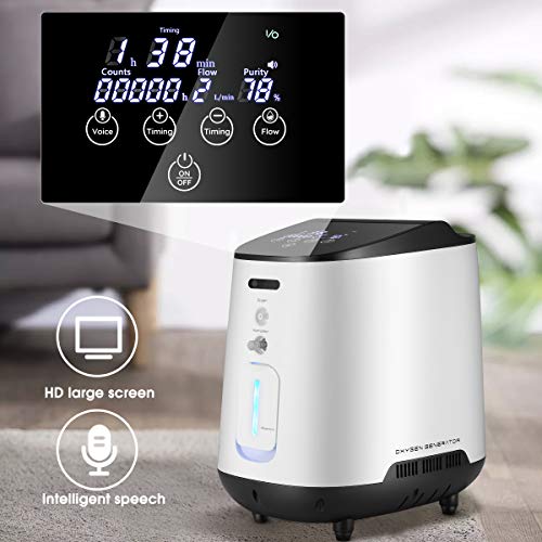 4YANG Concentrador de oxígeno, generador de oxígeno Ajustable de 1-7 l/min con Temporizador y Habla Inteligentes, concentrador de oxígeno y atomizado 2 en 1, Uso para el hogar y Viajes 220 V 4YANG Concentrador de oxígeno, generador de oxígeno Ajustable de 1-7 l/min con Temporizador y Habla Inteligentes, concentrador de oxígeno y atomizado 2 en 1, Uso para el hogar y Viajes 220 V
