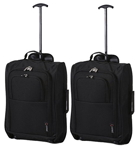 5 Cities The Valencia Collection Equipaje de Cabina Set of 2 TB023-830 Black, 55 cm, 42 L, Negro