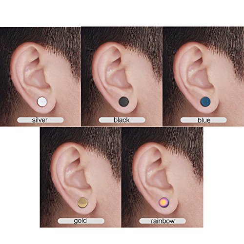 5 Pares Acero Inoxidable Pendientes Magnéticos Iman Hombres Mujer Unisex Falso Pendientes aros plata tous Redondos Sin Agujero Piercing 8mm