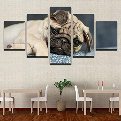 5 Piezas de Lienzo Modular HD Imprime Pintura Lindo Perro animalDecoración Marco Sala de Estar Arte de la Pared Pósters