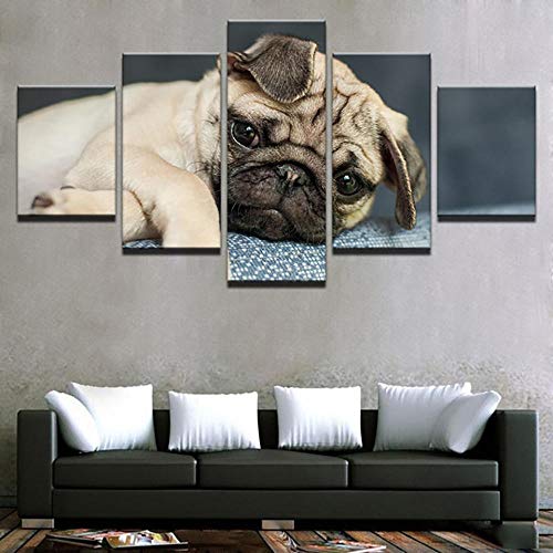 5 Piezas de Lienzo Modular HD Imprime Pintura Lindo Perro animalDecoración Marco Sala de Estar Arte de la Pared Pósters