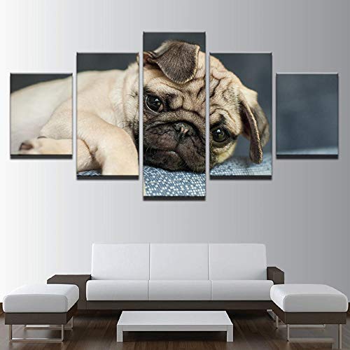 5 Piezas de Lienzo Modular HD Imprime Pintura Lindo Perro animalDecoración Marco Sala de Estar Arte de la Pared Pósters
