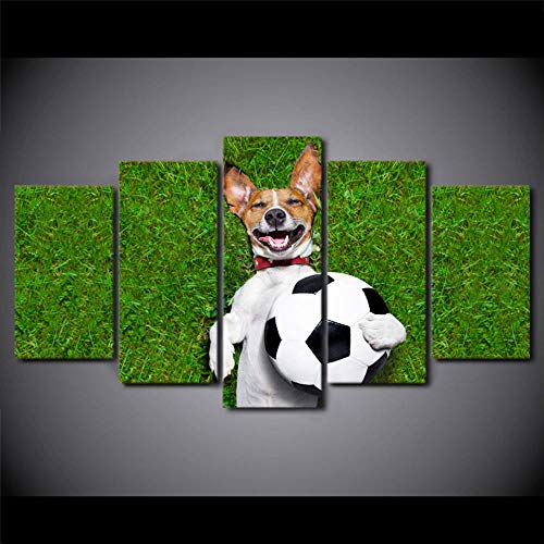 5 Piezas De Lienzo Modular HD Imprime Pintura Perro De Fútbol Jugandodecoración Marco Sala De Estar Arte De La Pared Pósters