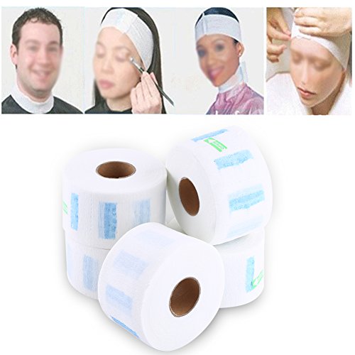 5 rollos de papel desechable para el cuello, banda elástica resistente al agua de papel elástico profesional, protector accesorio de peluquería herramienta para lavado de cabello corte afeitado