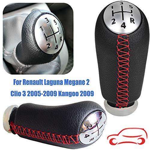 5 Velocidades Manual Pomo de Palanca de Cambios de Marchas Coche Cuero para Renault Megane MK2 02-08 Clio MK3 05-09 Scenic II 03-06 Kangoo 2009