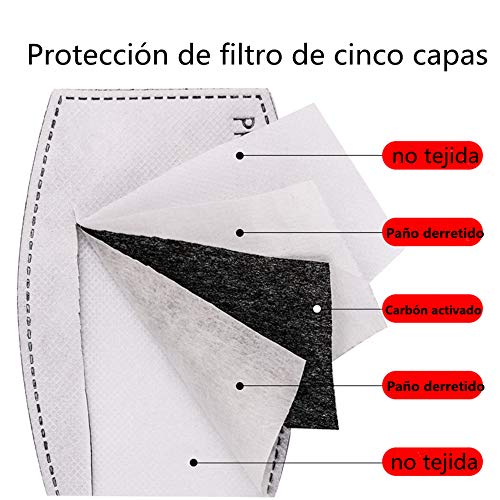 50 filtros de carbón activado PM 2.5, elementos filtrantes reemplazables antivaho y a prueba de polvo