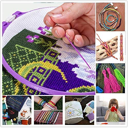 【50 Madejas】Hilos de Bordado, elloLife Bordado Kit con 12 Tablero Blanco de la Bobina para Organizar Hilos Punto Cruz Hacer Pulsera de la Amistad Punto de Manualidades Costura, Colores Arco Iris 【50 Madejas】Hilos de Bordado, elloLife Bordado Kit con 12 Tablero Blanco de la Bobina para Organizar Hilos Punto Cruz Hacer Pulsera de la Amistad Punto de Manualidades Costura, Colores Arco Iris