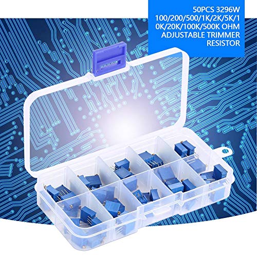 50 potenciómetros multigiro, 3296 W 100/200/500/1k/2k/5k/10k/20k/100k/500k Ohm resistencia ajustable