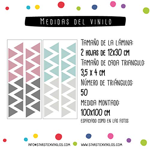 50 Triángulos nórdicos combinación rosa gris - Vinilos bebé 50 Triángulos nórdicos combinación rosa gris - Vinilos bebé