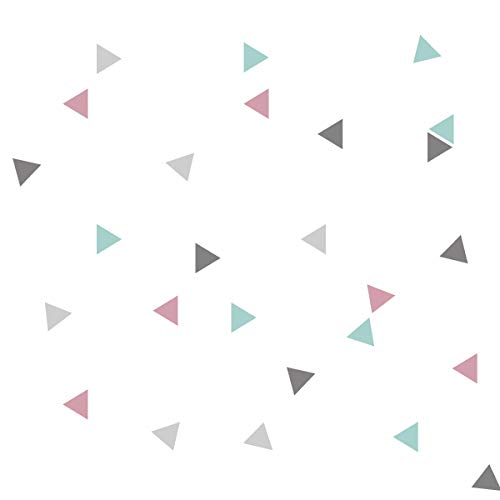 50 Triángulos nórdicos combinación rosa gris - Vinilos bebé