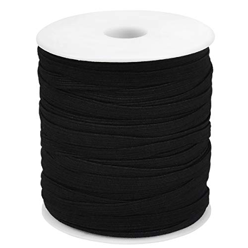 50 Yards Goma Elastica Costura, 6mm Cordón Elástico, Banda Plana Elástica Cintas Cuerda Para Costura y Manualidades DIY (Negro)