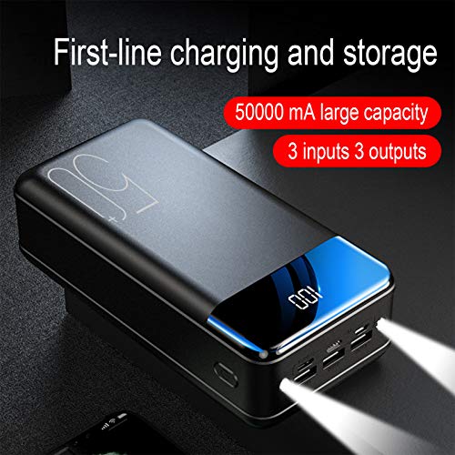 50000Mah Power Bank USB C Rápido Cargador Portátil, Bateria Externa Móvil Gran Capacidad con 3 Entradas Y 3 Salidas Y Pantalla LCD, para Móviles Y Tabletas Etc