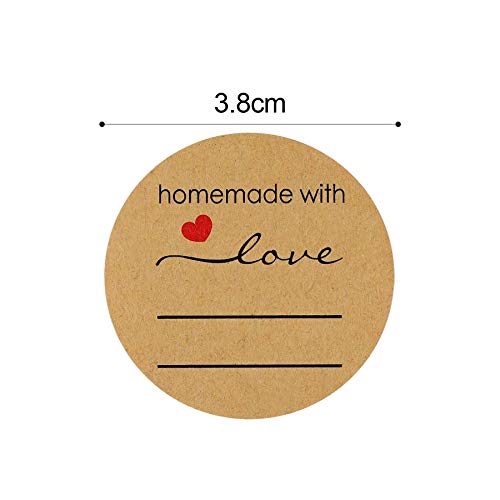 500Pcs Pegatina Kraft,Love Stickers Labels Roll,etiqueta para regalo boda,Adhesivos redondos para hornear Kraft,Pegatinas Etiqueta Adhesiva Pegatina Rollo (C)