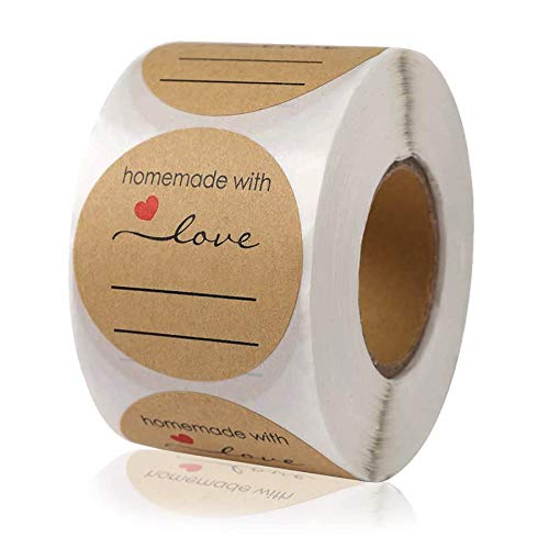 500Pcs Pegatina Kraft,Love Stickers Labels Roll,etiqueta para regalo boda,Adhesivos redondos para hornear Kraft,Pegatinas Etiqueta Adhesiva Pegatina Rollo (C)