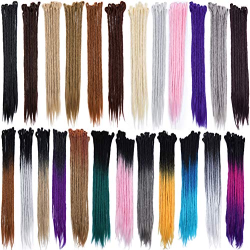 50cm Dreadlock Extension Ombre Human Hecho a mano Hip-Hop Reggae Dreadlocks Extensiones de cabello trenzado de ganchillo sintético Twist Braid para hombre mujer 5pcs / paquete