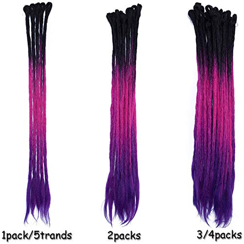 50cm Dreadlock Extension Ombre Human Hecho a mano Hip-Hop Reggae Dreadlocks Extensiones de cabello trenzado de ganchillo sintético Twist Braid para hombre mujer 5pcs / paquete