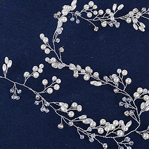 50cm Tocado Diadema para el Pelo de Novia Tiara Corona de Flores Mujer Adornos Accesorios para el Cabello para Boda Fiesta Velada