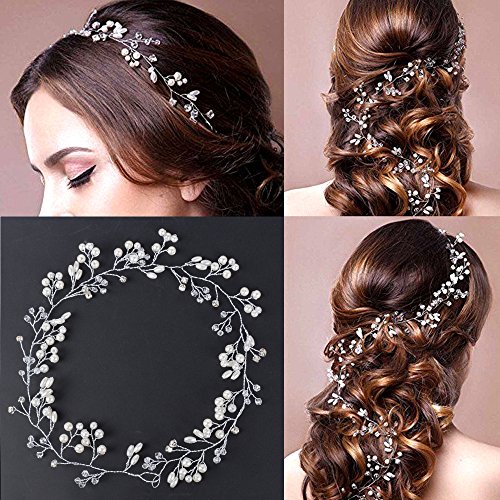 50cm Tocado Diadema para el Pelo de Novia Tiara Corona de Flores Mujer Adornos Accesorios para el Cabello para Boda Fiesta Velada 50cm Tocado Diadema para el Pelo de Novia Tiara Corona de Flores Mujer Adornos Accesorios para el Cabello para Boda Fiesta Velada