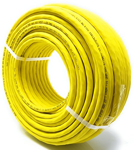 50M Cat 7A+ (Cat 8) Cable LAN de Red Ethernet Reel - Drum 1500 MHz 4 Pares Alta Velocidad Libre de halógeno Cobre Super Fast - PoE-PoE+ Amarillo