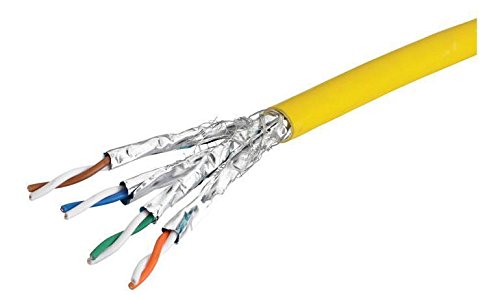 50M Cat 7A+ (Cat 8) Cable LAN de Red Ethernet Reel - Drum 1500 MHz 4 Pares Alta Velocidad Libre de halógeno Cobre Super Fast - PoE-PoE+ Amarillo