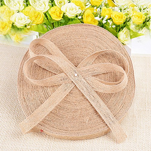 50M x 1.5CM Cinta de Arpillera de Yute Natural para Envolver Regalos Navidad Boda Manualidades Artesannia Ancho 1,5cm