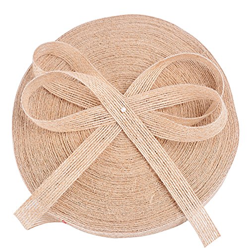 50M x 1.5CM Cinta de Arpillera de Yute Natural para Envolver Regalos Navidad Boda Manualidades Artesannia Ancho 1,5cm