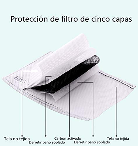 50pcs PM2.5 Filtro de carbón activado Filtro protector de inserción de respiración para hombres y mujeres, algodón reemplazable anticontaminación para adultos Actividades al aire libre