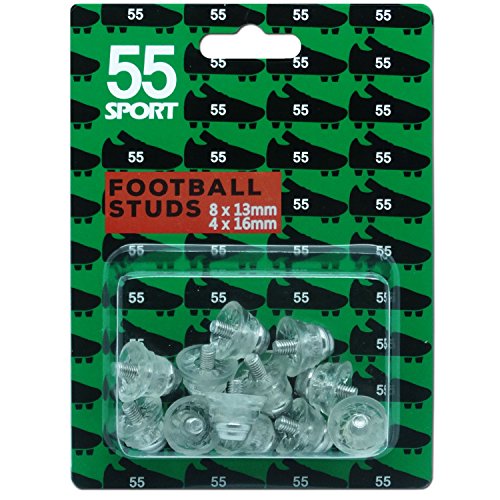 55 Sport Pack de 12 Tacos de fútbol - Transparente - 8x13 + 4x16 mm